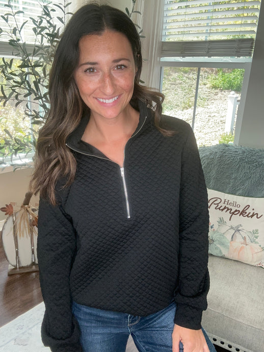 Half Zip Quilted Pullover