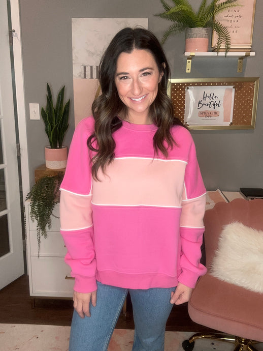 Pink Colorblock Sweatshirt