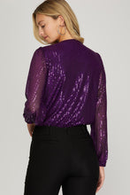 Load image into Gallery viewer, Purple Sequin Bodysuit