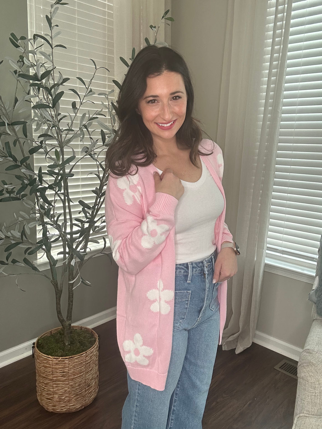 Pink Flower Cardigan