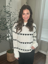 Load image into Gallery viewer, Black and White Hearts Sweater