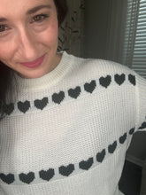 Load image into Gallery viewer, Black and White Hearts Sweater