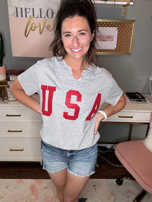 Patch Lettering USA Tee