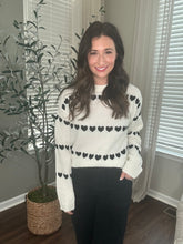 Load image into Gallery viewer, Black and White Hearts Sweater