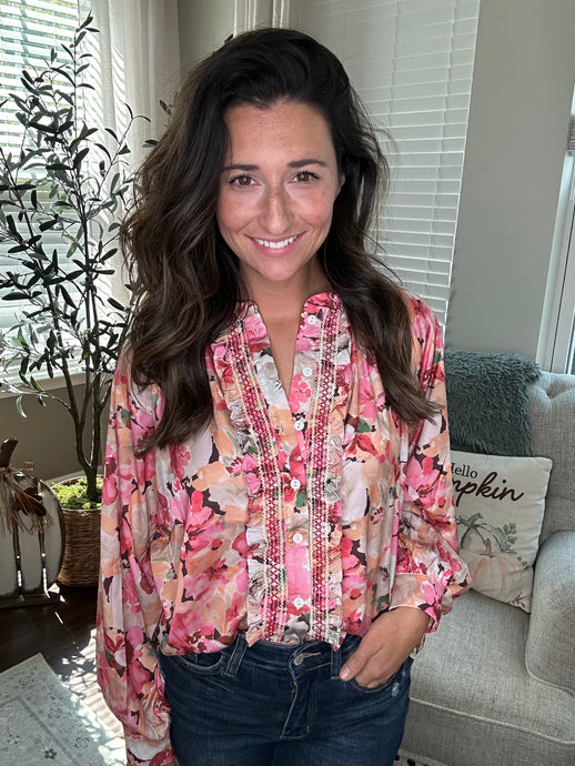 Floral Chic Button Blouse