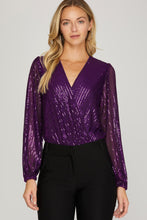 Load image into Gallery viewer, Purple Sequin Bodysuit