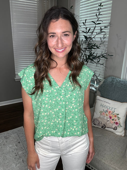 Green Floral Blouse - Spicy Chic Boutique