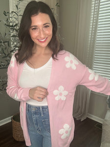 Pink Flower Cardigan