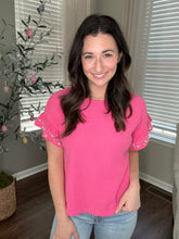 Load image into Gallery viewer, Pearl Sleeve Hot Pink Top